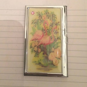 Porte-cartes de visite Retro Pink Flamingo Fever Porte-cartes de crédit