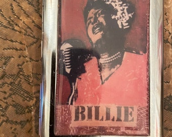 Portasigarette in argento retrò Billie Holiday Sepia con 1 clip Porta carte di credito da visita