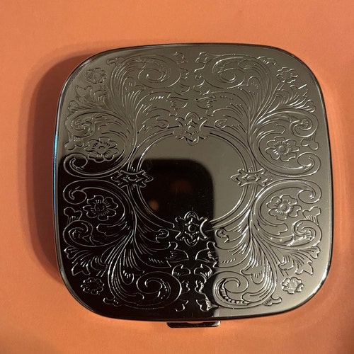 Art Deco Silver Victorian scroll large Pill Box w/ 3 compartments