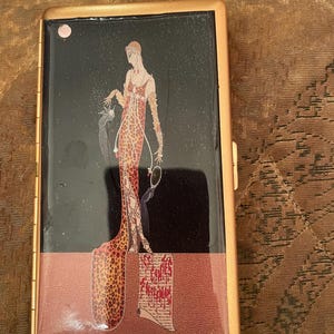 Retro Erte Leopard Donna Gold Mirror Tissues 1-clip 120s Cigarette Case Business Credit Card Holder