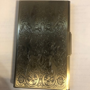 Porte-cartes d'affaires Art Déco Paris Scroll en laiton Étui