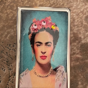 Retro Frida Rosa Bouquet 2 clipes 100s Porta-cartões de crédito para cigarros