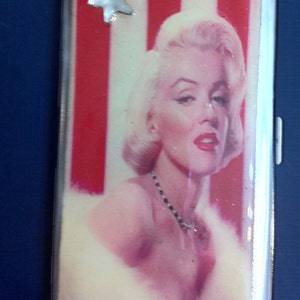Retro Marilyn witte Mink Mirror Tissue 120s Sigarettenkoker met 1 of 2 clips Zakelijke creditcardhouder