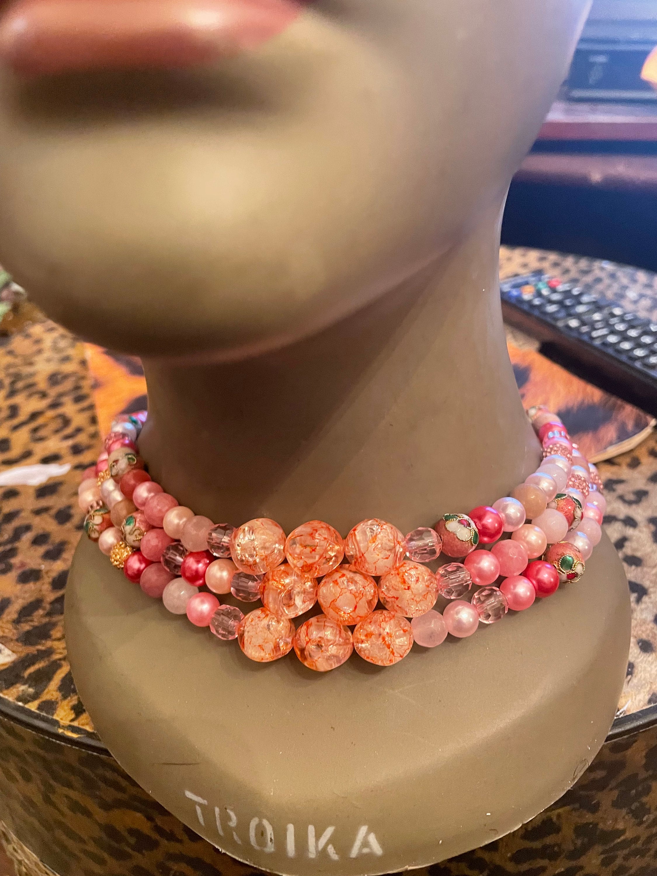 Vintage Pink Agate Crystal Pearl Bead 3 
