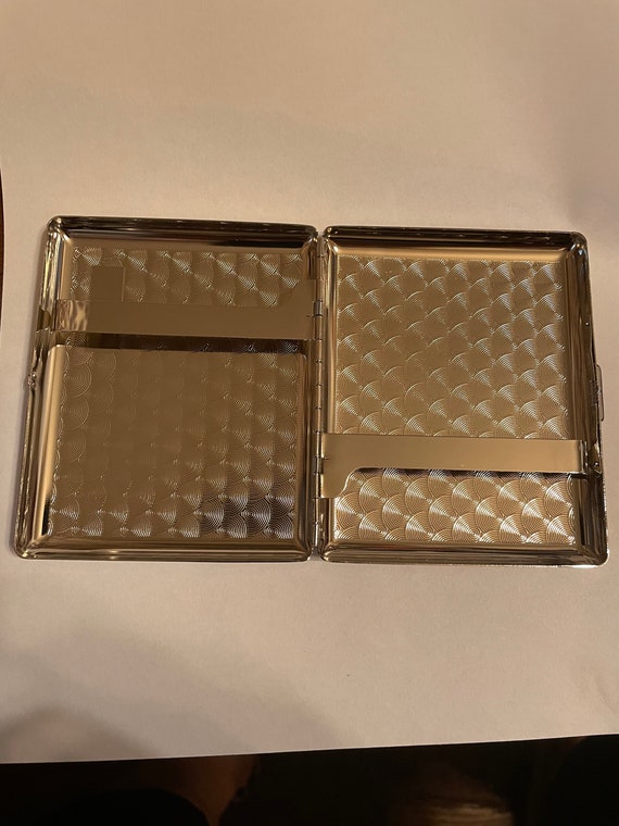 Art Deco Sunray Silver 2-clip 100s Cigarette Wallet I.D.