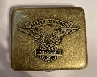 Antique Gold Harley Davidson Eagle 2-clip Wallet Cigarette I.D. Business Credit Card Case