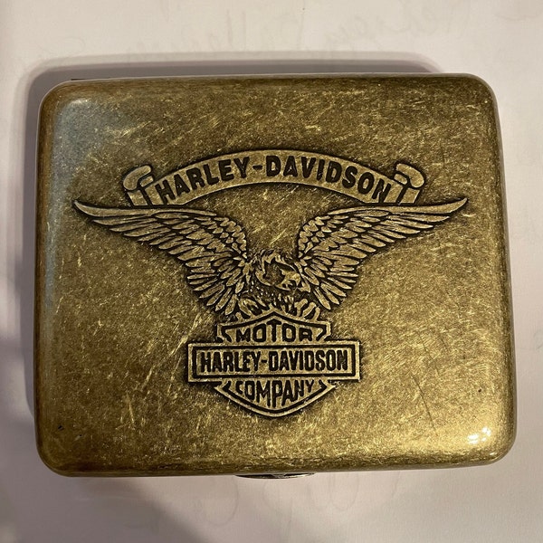 Antique Gold Harley Davidson Eagle 2-clip Wallet Cigarette I.D. Business Credit Card Case