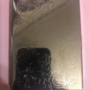 Monedero de plata con un clip y diseño victoriano, tarjetero para tarjetas de crédito, estuche para identificación de cigarrillos