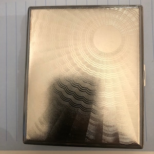 Art Deco Solar Burst 2-clips zilveren sigarettenkoker zakelijke creditcardhouder