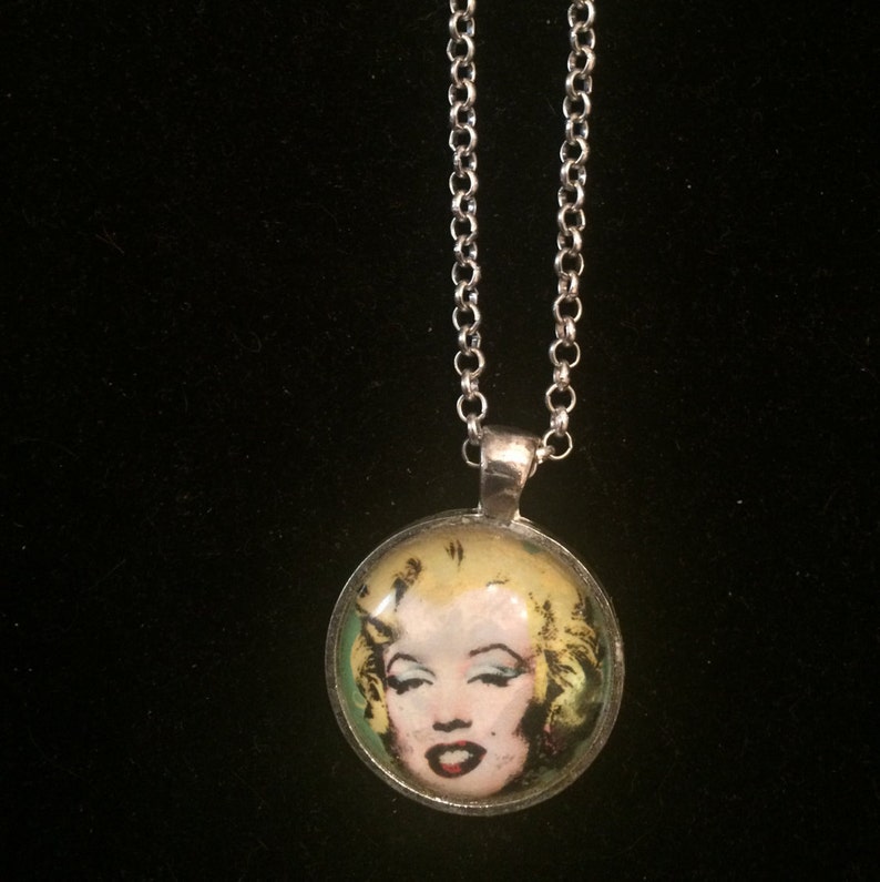 Mod Marilyn Monroe Blonde Small Round Silver Pendant Necklace image 1