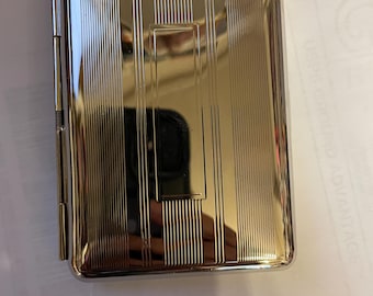 Retro Silver Kensington 2-band Wallet Business Credit Card Holder 1.D. Case