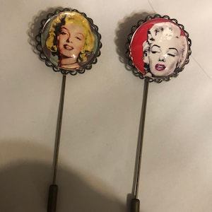 Retro Marilyn Monroe Blonde Bombshell or Warhol Hot Pink old-fashioned Stick Pin Brooch