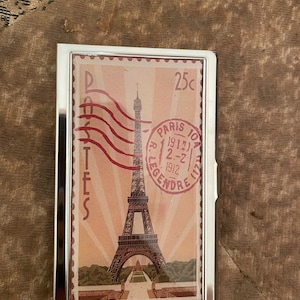 Rétro Tour Eiffel Paris France Legendre Argent Porte-cartes de visite Porte-cartes de crédit