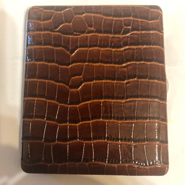 Retro Brown Leather 1-Clip Cigarette Wallet Case Business Credit Card Holder