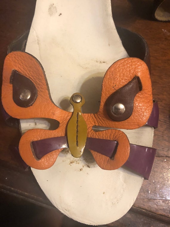 Vintage PRADA Coral Purple Brown Leather Butterfly