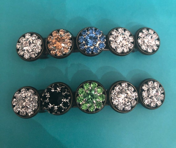 Two Flowers Crystal Barrette Retro Buch + Deichmann Two Flower Crystal Hair Barrette  main image 3