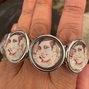 Retro Josephine Baker Paris 8-circle elasticized Silver Bracelet