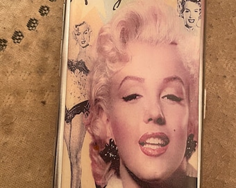 Rétro Marilyn Blonde bombe miroir étui à cigarettes en tissu titulaire de la carte de crédit d'affaires