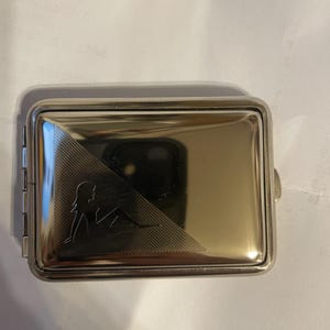 Vintage German Silver Berlin Burlesque Poser Rectangle 2-compartment Pill Box