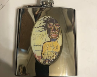 Retro Grafitti Urban Monstro Man Silver Stainless Steel Flask - 6 fl. oz