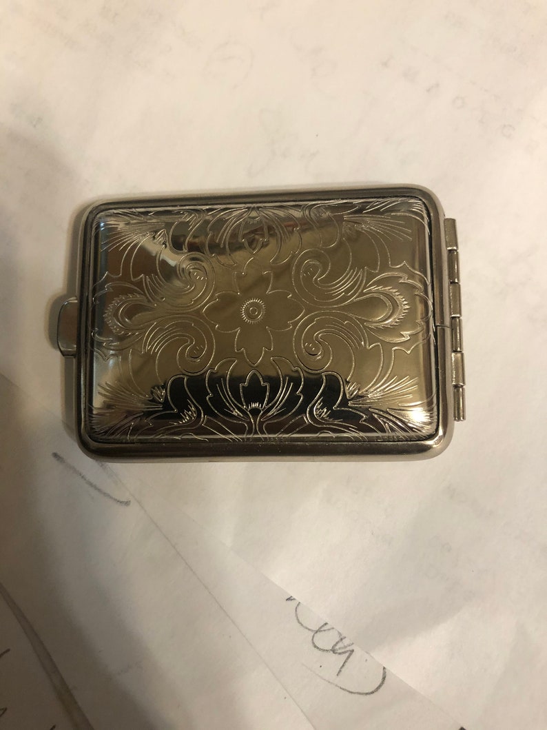 Vintage German Silver Art Deco Paris Fleur Small Pill Box Pill Case image 3