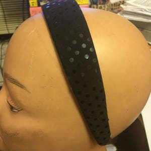 Retro Black Eyelet Embroidery or Lycra Dot Sequin Headband