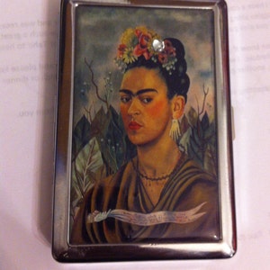 Étui à cigarettes Retro Frida Flowers, 2 clips, Années 100, pièce d'identité Etui porte-cartes de visite, pince à billets