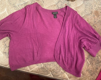 Vintage Lane Bryant Plum Mulberry Cotton Knit Bolero Plus Size 3X (22/24)