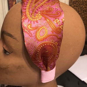 Vintage PINK Paisley Italian Silk Charmeuse print 2.5&quot; WIDE Headband