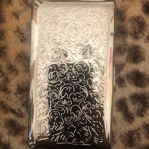 Silver French Filigree 120s Cigarette Wallet Case Business Credit Card Holder