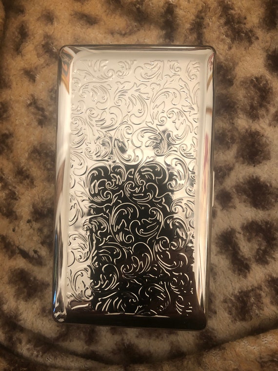 silver cigarette case wallet Retro Silver French Filigree 2-clip 120s Cigarette Wallet Case Business  Credit Card Holder