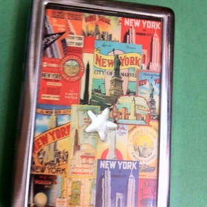 Retro New York City Postkarten 2-Clip I.D. Zigarettenetui Business Kreditkartenetui