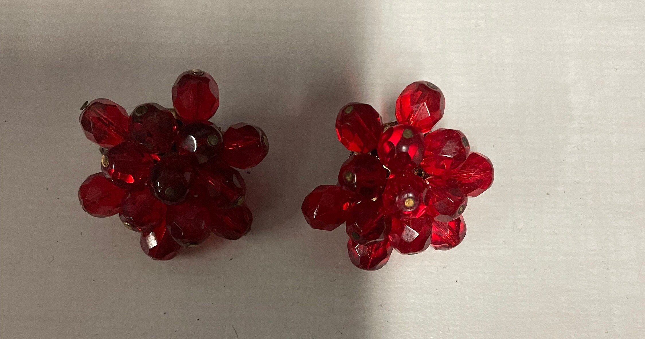 Orecchini A Clip Vintage Con Fiore In Cristallo Trasparente E Massiccio, Stile Anni '80 - Foto 6