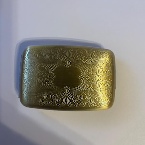 Retro Art Deco Victorian Antique Brass Rectangle Pill box
