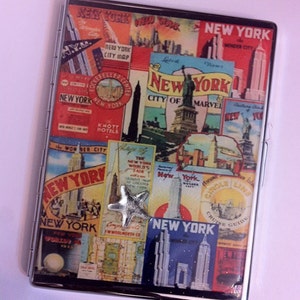 New York City Retro Postkarte 1-Clip Wallet I.D. Zigarettenetui Business Kreditkartenetui