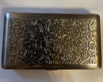 Pastillero victoriano extragrande de 8 cuadrículas rectangular de latón antiguo o plata antigua