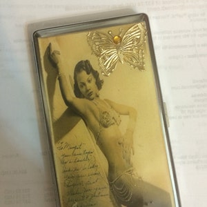1930s Cotton Club Dancer Mirror Compact Tissue Holder or 120s Cigarette 2-clip Wallet Case Business Credit Card Holder
