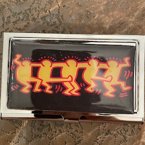 Retro Haring Black Line Dancing Silber Business Kreditkartengelenk Etui