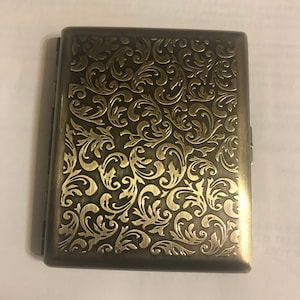 Carteira vintage dourada vitoriana Fleur com 2 presilhas, 100 unidades, porta-cigarros, identidade, porta-cartões de crédito