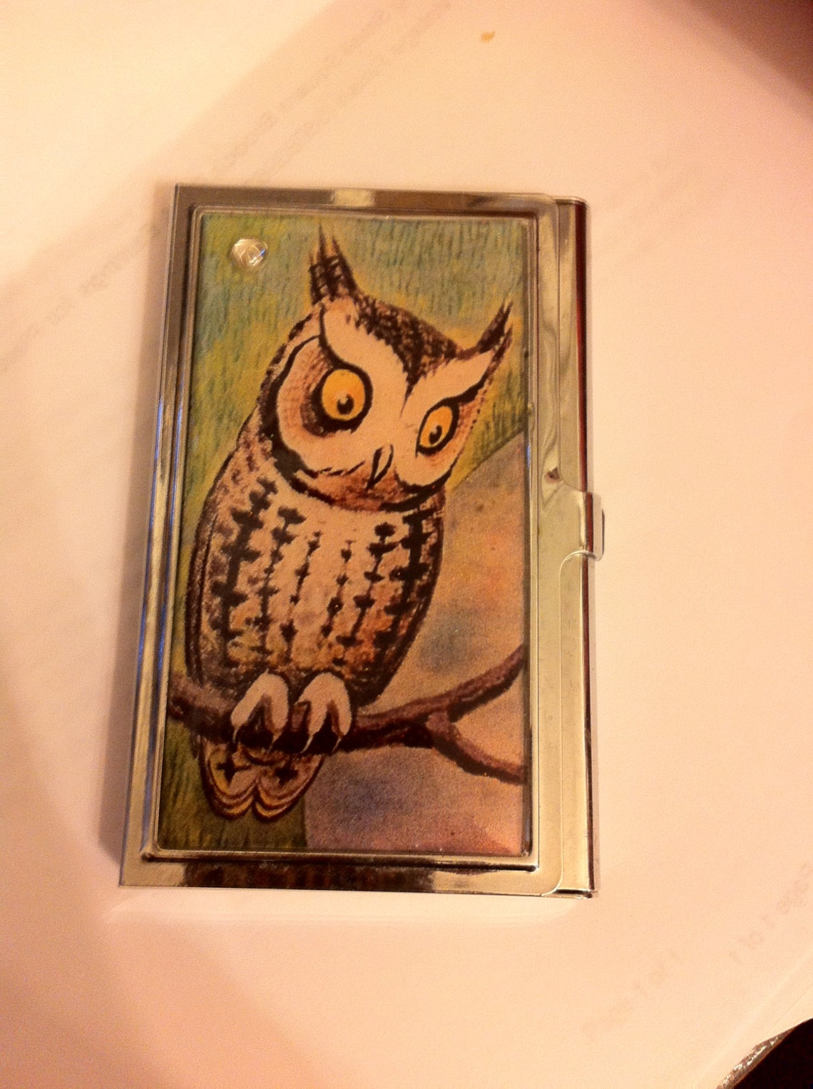 Retro Owl Business Card Holder Credit Card Case Etsy
