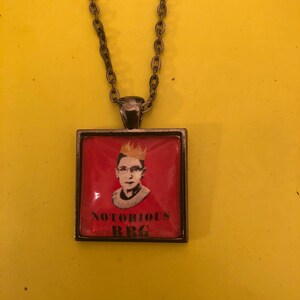 Icon Notorious RBG Ruth Bader Ginsburg Square Pendant Necklace