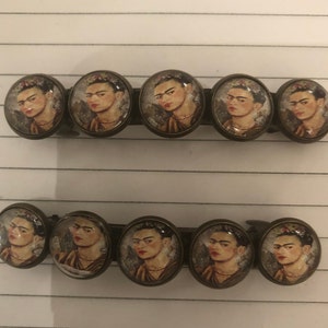 Two (2) Retro Frida Flowers 5-row vintage Brass Barrette