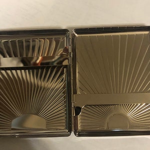 Silver Art Deco Sunbeam 2-clip 100s Cigarette Wallet I.D. Case Business Credit Card Holder image 2