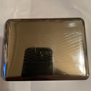 Retro Art Deco German Silver Munich scroll 2-band 100s Cigarette Wallet Case Business Credit Card Holder