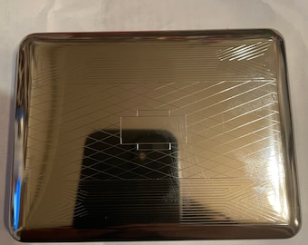 Retro Art Deco German Silver Munich scroll 2-band 100s Cigarette Wallet Case Business Credit Card Holder