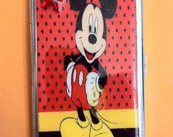 Retro Mickey Mirror Compact Tissue Holder or 120s Cigarette 2-clip Wallet  Business Credit Card Case