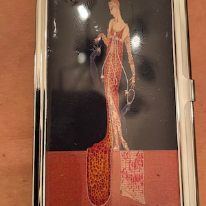 Retro Jugendstil Erte Leopard Donna Silber Business Kreditkartenetui I.D. Etui