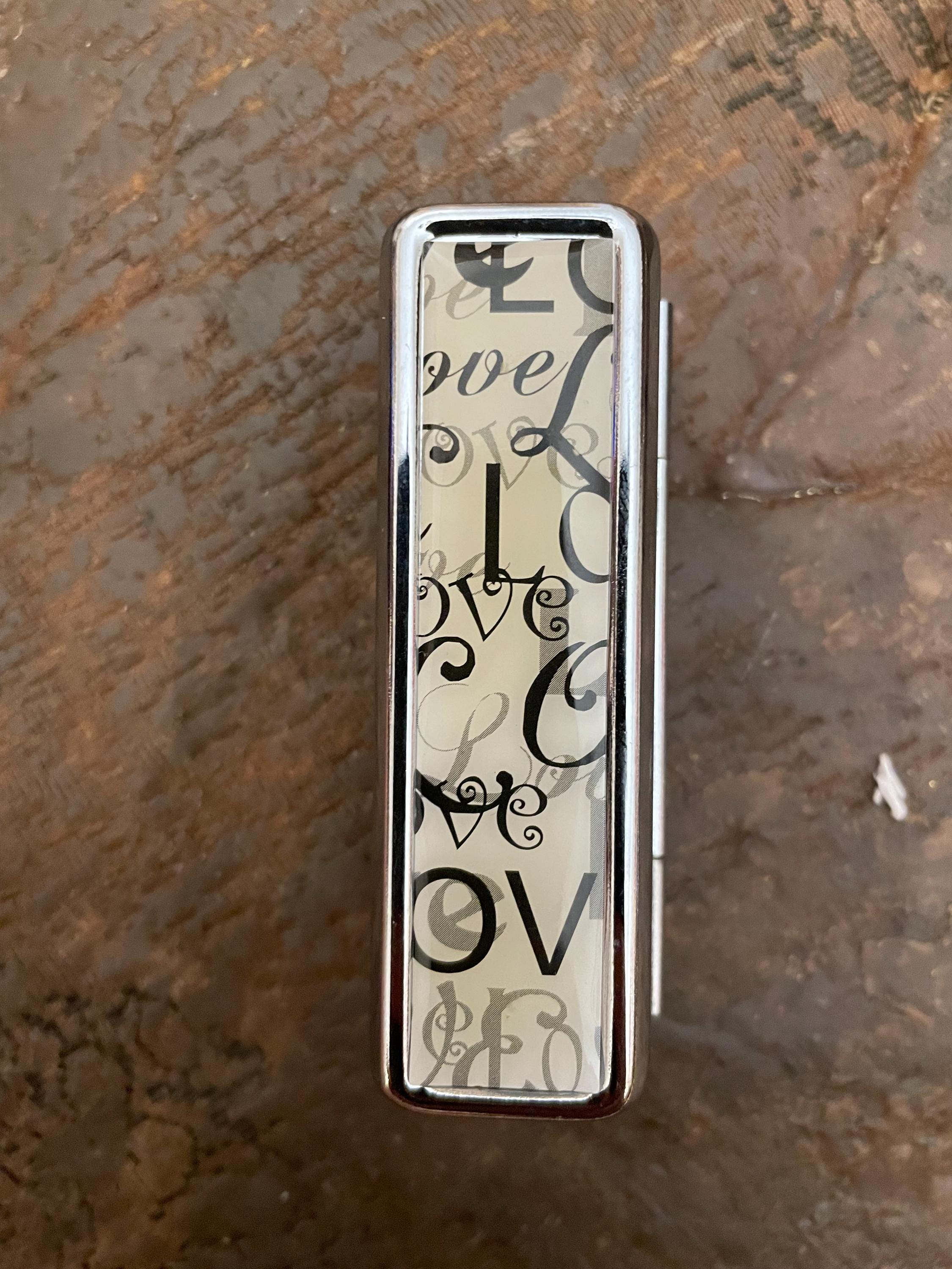 Retro Mod Love silver Lipstick Case w/ mirror