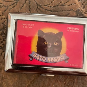 Porte-cartes de crédit professionnel rétro Gato Negro à 1 clip, miroir argenté, pièce d'identité Étui à cigarettes