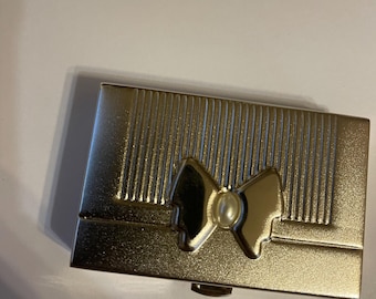 Vintage Victorian Silver Bow Small Rectangle 2-compartment Pill